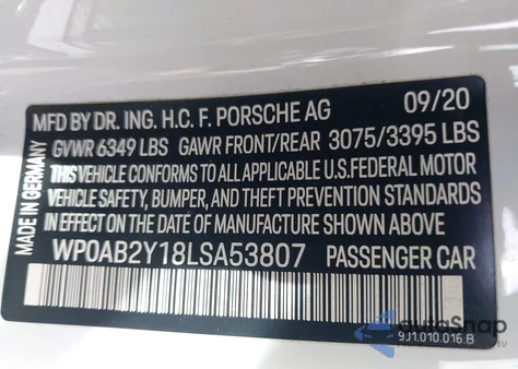 2020 Porsche Taycan 4S z USA, uszkodzony, nr VIN WP0AB2Y18LSA53807